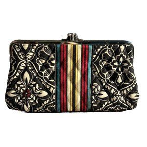 Vera Bradley Black/White Multi Color Clutch Hinge Wallet
